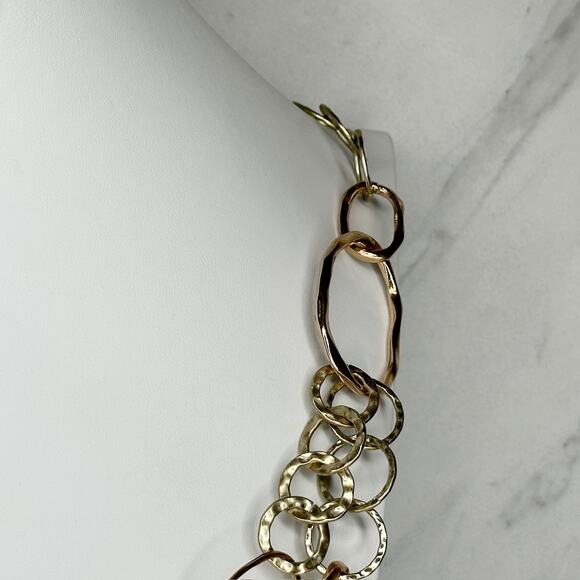 Chicos Chunky Hammered Metal Chain Link Statement Necklace ✨ - Picture 10 of 10